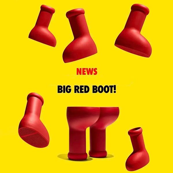 

designer mschf big red boots astro boy boot cartoon boots into real life fashion men women shoes rainboots rubber knee boots round toe cute, Black