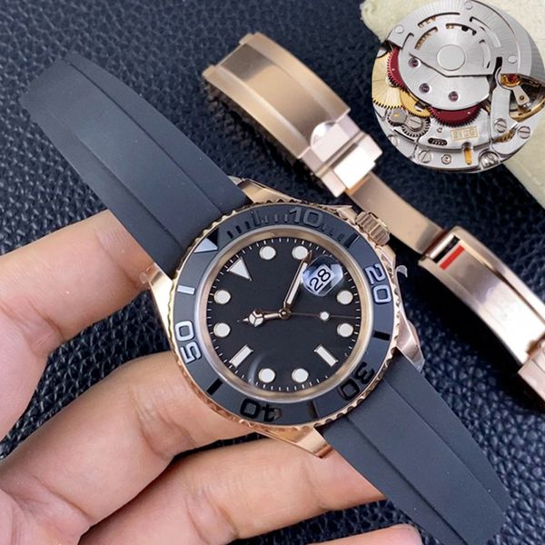 

clean factory super quality mens watches yacht style 40mm rose gold case master 3135 automatic sapphire glass classic model folding wristwat, Slivery;brown