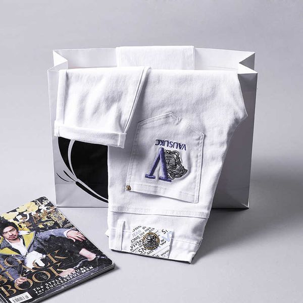 

men's jeans designer spring and summer embroidered fashion pants, Blue