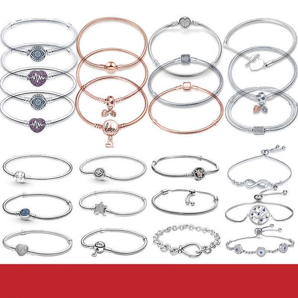 

charm bracelets sale 925 sterling silver heart leaves clasp femme snake chain bracelets fit original brand charm bead diy jewelry women gift, Golden;silver