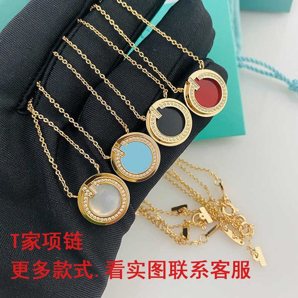 

high version tiffay circle double t necklace women set diamond white shell small style collar chain, Silver