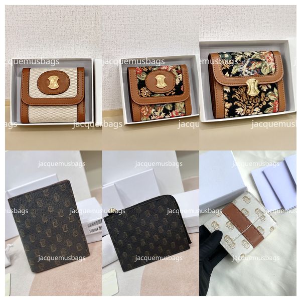 

small wallet triomphe shiny calfskin luxury designer canvas card holder metallic snap button closure womens purse gold finishing f245n, Red;black