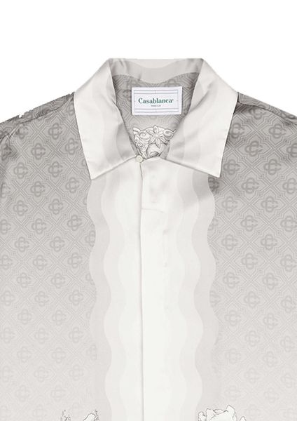 

23ss new casablanca silk casual shirt men and women guardian plaster black and white gradient wei yi short sleeve shirt, White;black