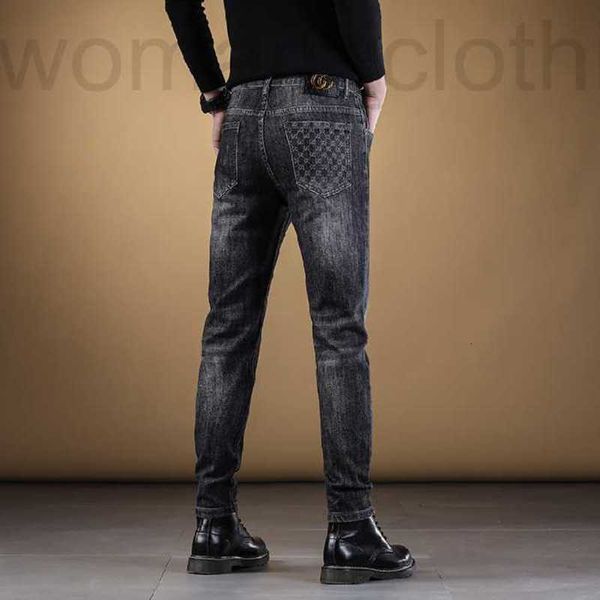 

men's jeans designer fashion brand jeans for men in autumn 2022 slim elastic straight casual trousers and wter mhvs, Blue