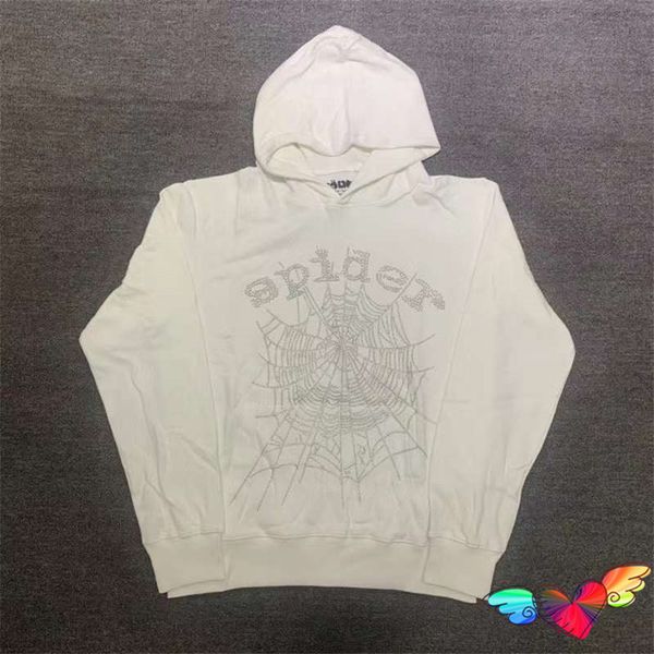

men's hoodies sweatshirts puff print white sp5der men women web graphic 1 quality spider 555555 heavy fabric young thug 230227, Black