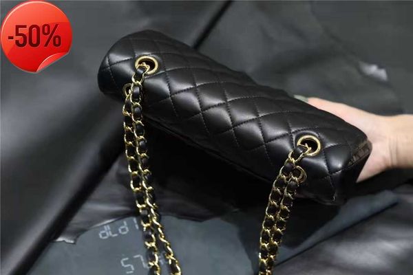 

7a custom luxury brand handbag channel women's bag 2021 leather gold chain crossbody 2.55cm black and white pink cattle cliphh