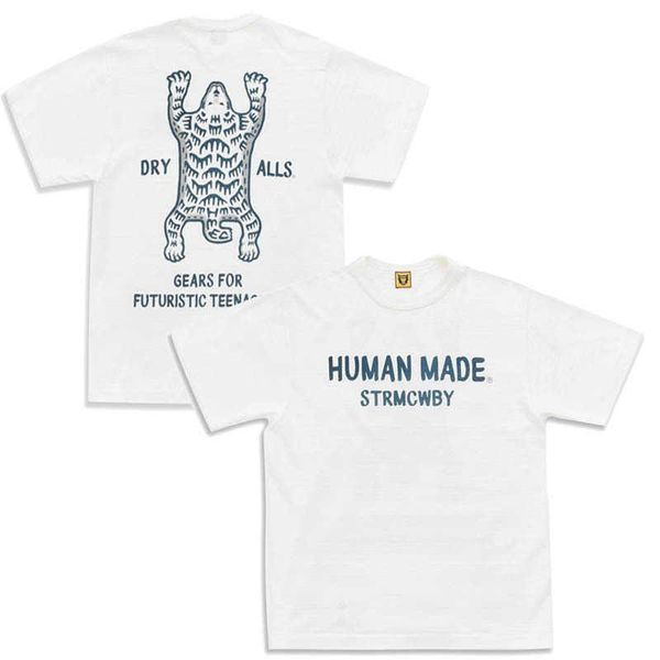 

men's t-shirts human tee made cotton summer 2023 leisure casual basic letter behind tiger couple loose round neck versatile short sleev, White;black