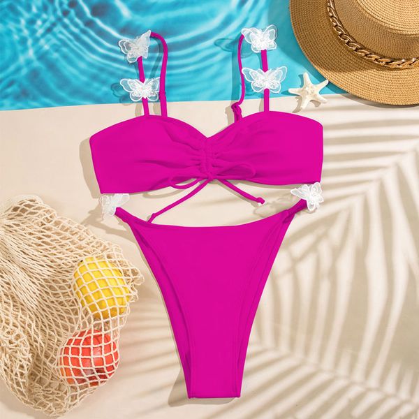 

women's bikini suspender swimsuit fashion butterfly women's swimsuit, White;black