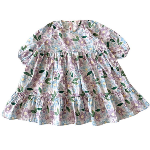 

chil1en's 1ess 2023 spring 1ess new korean version girl's flower puffy skirt foreign style floral 1ess q154b, Blue