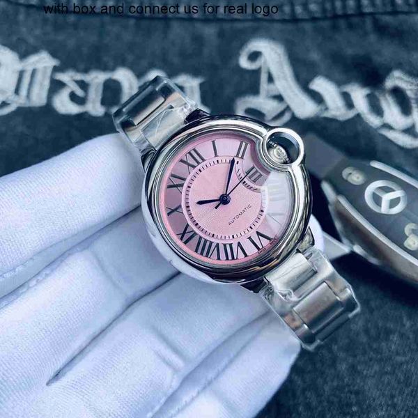 

women watches stainless cartiars women fashion watch ballon de automatic women's sweet high-end fully steel strap business small zdeq, Slivery;golden
