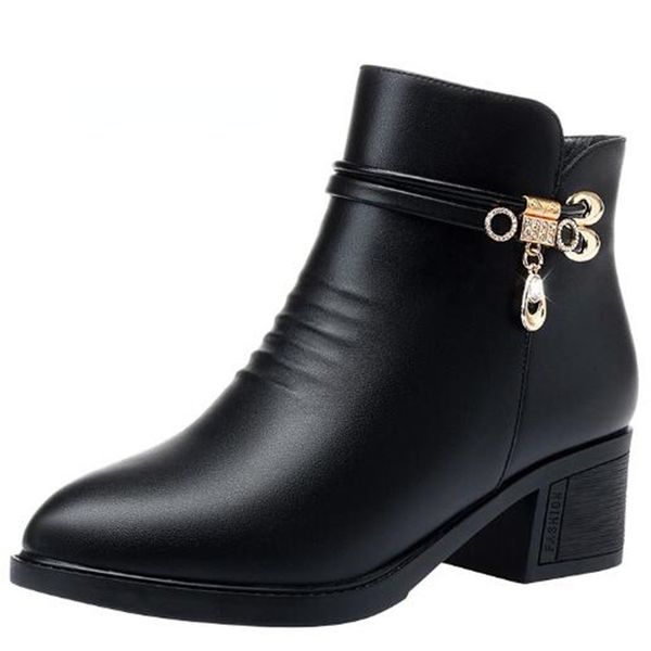 

boots elegant autumn winter s genuine leather ankle women's fashion 230227, Black