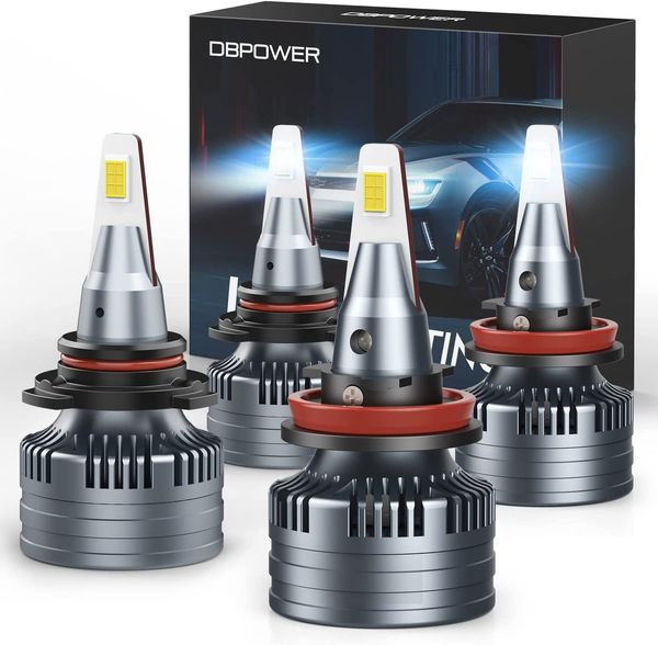 

dbpower 9005/hb3 h11/h9/h8 led headlight bulbs combo,140w 22000 lumens,500% brighter led headlights conversion kits 6500k cool white,pack of
