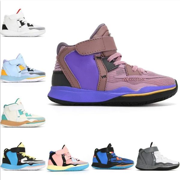 

2023basketball shoes kids shoe childrens keep sue fresh fire and ice valentines day low light grey blue 8s 2023 mens kyrie irving 8 size yay, Black
