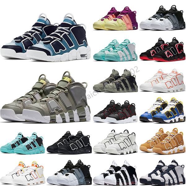 

more uptempos men basketball shoes prm premium wheat gold s metallic tri-colours 3m sneakers 36-45 b9