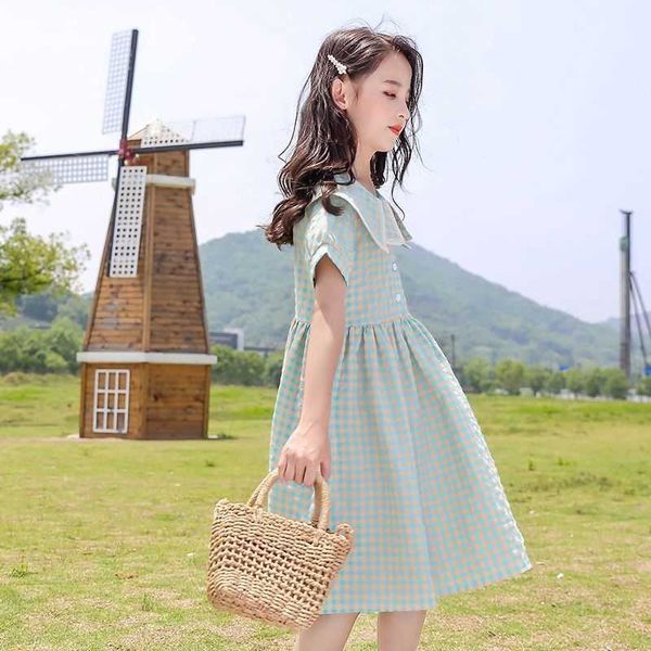 

girl's dresses summer plaid dress lolita child girls casual midi dress children dresses for teens party princess sundress 12 13 15 year, Red;yellow