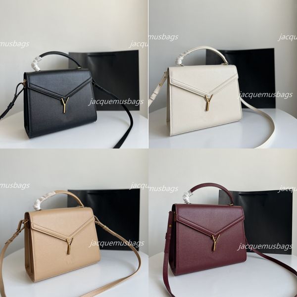 

womens cassandra medium handle bag in grain de poudre embossed leather bags designer luxury leather shoulder bags lady cross body handbag si