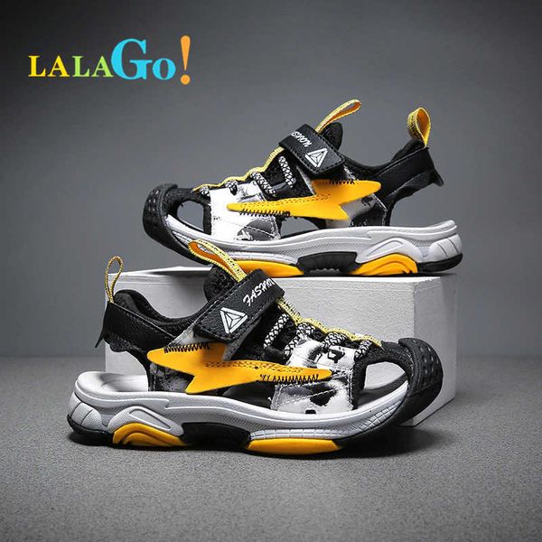 

sandals 2022 boys sandals kid sandals children shoes cutouts rubber school shoes breathable close toe casual boy sandals summer z0225, Black;red