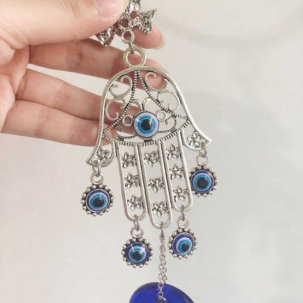 

interior decorations turkey evil eye allah ayatul kursi hamsa hand of fatima car rear view mirror crystal pendant hanging accessories
