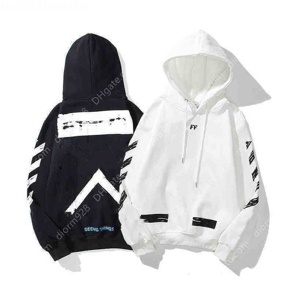 

men's hoodies sweatshirts %60 style trendy fashion painted crow stripe loose hoodie and women's coatjqm1off t-shirts offs white 7u, Black