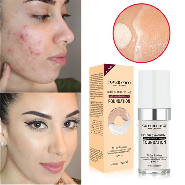 

30ml magic color changing liquid foundation cream makeup base nude face cover concealer long lasting makeup skin care cosmetics