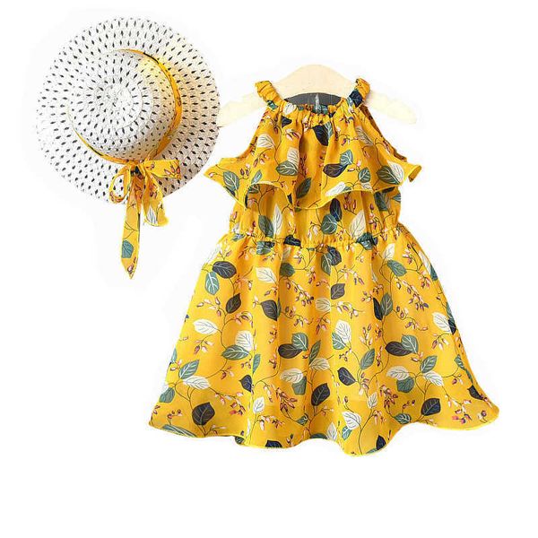 

girl's dresses 2023 spring summer new girls' chiffon princess dress thin korean a-line skirt dresses kids clothes sleeveless casua, Red;yellow