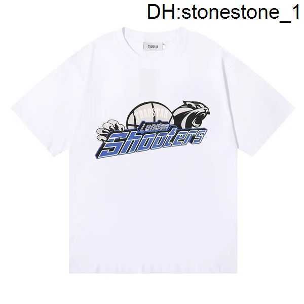 

trapstar designer mens t shirt embroidery women's sports short sleeve loose collarless breathable casual printed t-shirt size s/m//xl, White;black