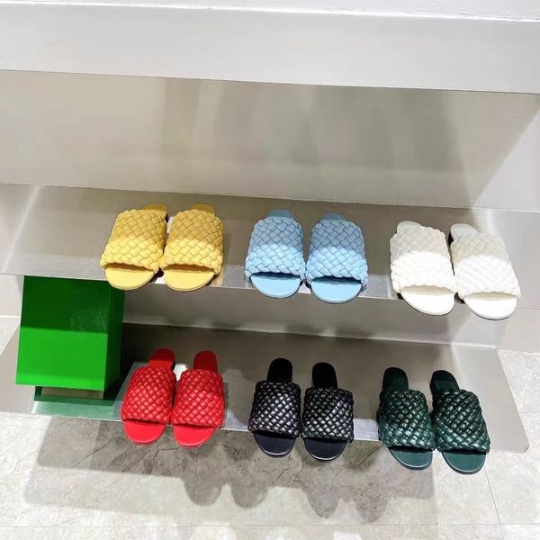 

slippers gaoding 2023 spring and summer new sheepskin woven slippers kinked flat slippers, Black