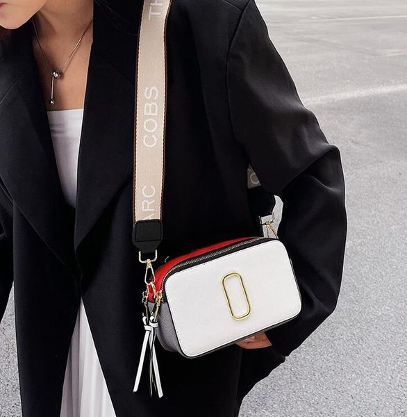 

retail designer women bags marc new contrast color small square bag trend letter single shoulder messenger bag m06011, Red;black