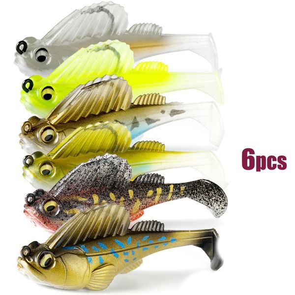 

baits lures 6pcslot dark sleeper swimbaits t tail soft bait mustad hook fit seabass pike bass lures 230227