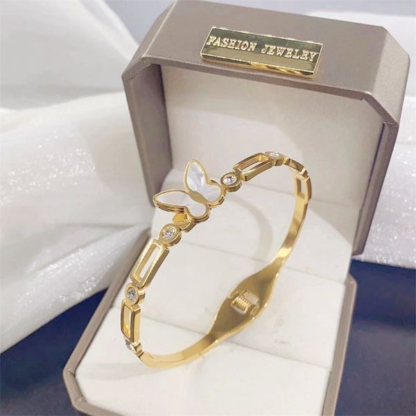 

High quality designer titanium steel bracelet zircon butterfly design sense bracelet Valentine's Day anniversary gift wholesale