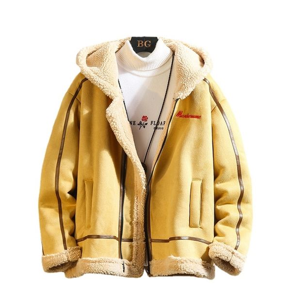 

men's vests y2k autumn winter fur integrated trend fashion pattern wool hooded casual cotton coat an english style 230225, Black;white