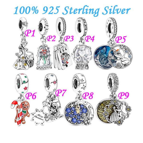 

charm bracelets % 925 sterling silver charm original winter pendant fit christmas bracelet jewelry l230227, Golden;silver