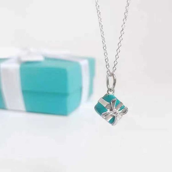 

high version tiffay necklace s925 silver enamel gift box pendant chain female valentine's day temperament jewelry, Black