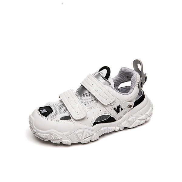 

chil1en's sports sandals 1 summer 1 girls' pink breathable mesh shoes boys' baotou soft bottom beach shoes cool, Black