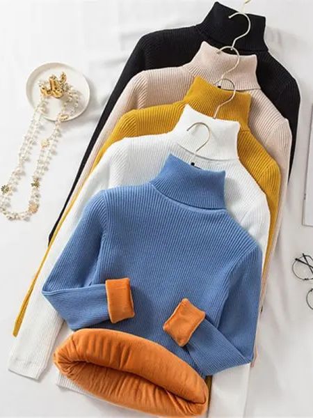 

women's sweaters zoki women thick turtleneck sweater warm velvet white knitted jumper casual pullover simple solid color female basic, White;black