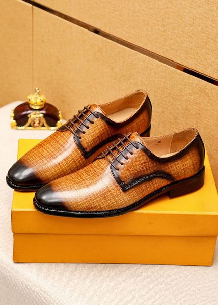 

2023 mens dress shoes classic genuine leather office party weddig oxfrods male lace up brand designer casual flats size 38-45, Black