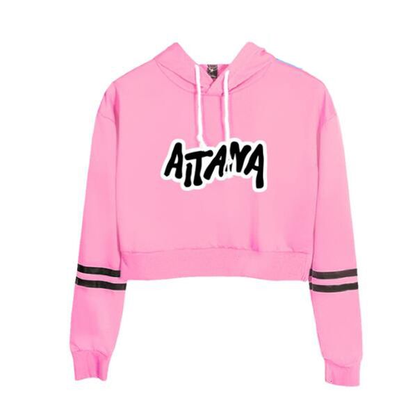 

womens hoodies sweatshirts singer aitana ocana crop hoodie for girls harajuku cropped sweatshirt streetwear hip hop long sleeve pullover su, Black