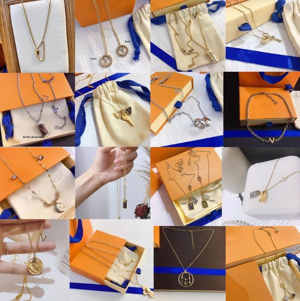 

luxury design necklace 18k gold plated letter stainless steel pendant choker chain fashion women men wedding jewelry accessories 20style, Silver