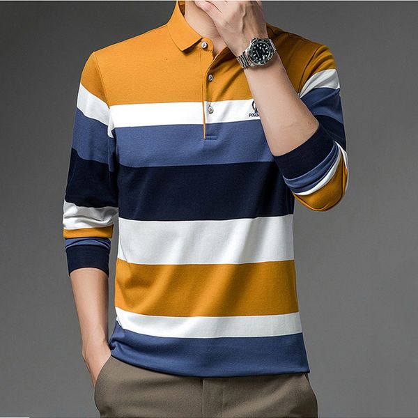 

men's polos ymwmhu multi-color polo shirt for men long sleeve fashion slim fit man's shirts autumn long sleeve casual korean polo, White;black