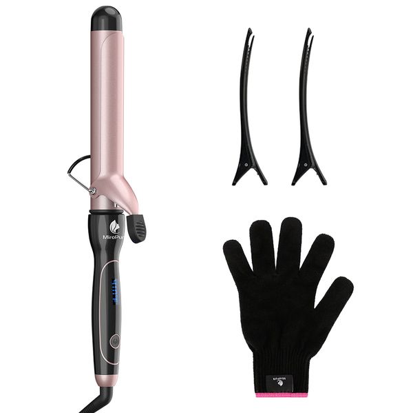 

curling iron 1 1/2-inch dual voltage instant heat with extra-smooth tourmaline ceramic coating, glove included by miropure
