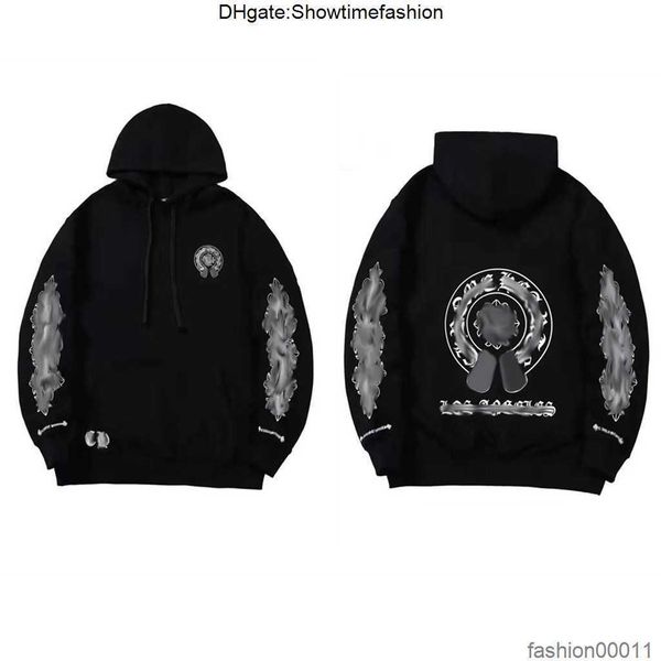 

classic fashion luxury mens zipper ch hoodies designer horseshoe sanskrit cross print pullover hooded coat jacket sweatshirts x1qn, Black