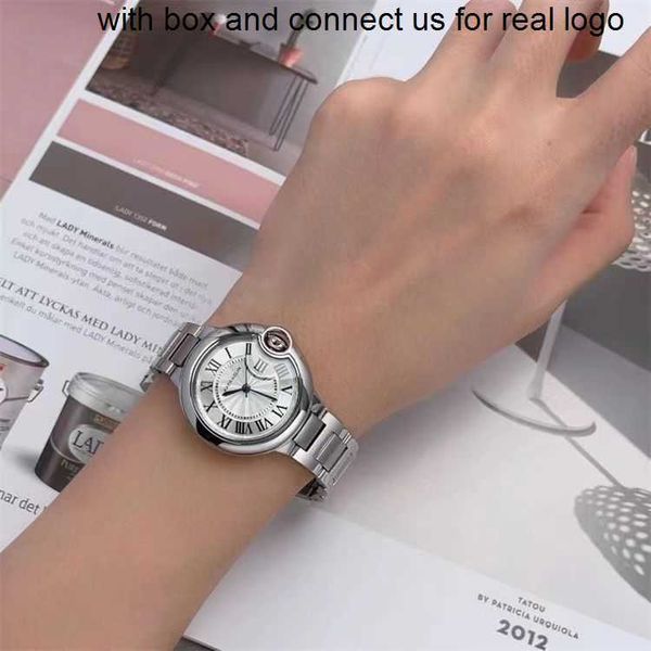 

women watches female cartiars women fashion watch ballon de and high-quality blue needle male lovers' automatic mechanical expression c, Slivery;golden