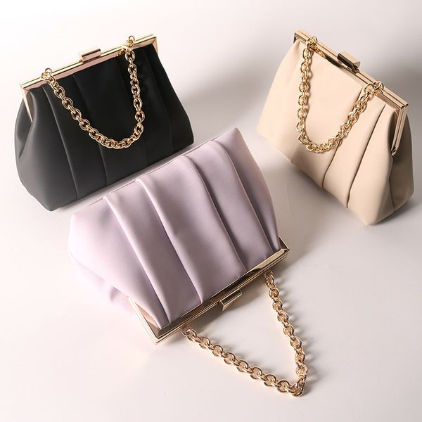 

evening bags luxury women evening bags texture pu leather pleated shoulder bag elegant fashion ladies party handbags autumn trend 230227