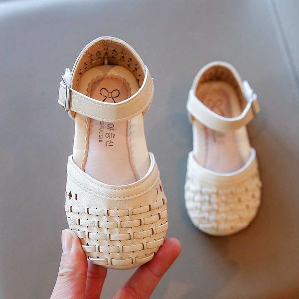 

sandals spring summer girl woven half sandals kids children baby hollow flat footwear fashion breathable casual shoes z0225, Black;red
