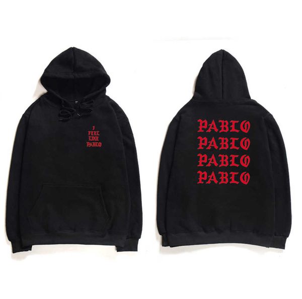 

hip hop hoodies men i feel like pablo west streetwear hoodie sweatshirts letter print hoodie club, Black