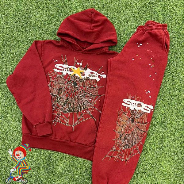 

designer men's hoodies sweatshirts hiohop young thug tracksuit foam print sp5der 555555 sweatshirt set spider web hoody sweatpants1x7a, Black