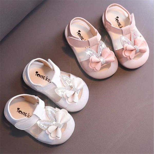 

sandals summer baby walking shoes girl's soft bottom anti slip baotou sandals girl's bow diamond princess shoes z0225, Black;red