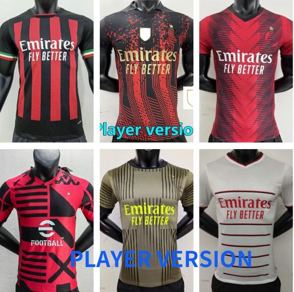 

player version 2022 2023 ibrahimovic tomori soccer jerseys 22 23 ac milans brahim giroud tonali kessie theo rebic r.leao football shirt spec, Black;yellow