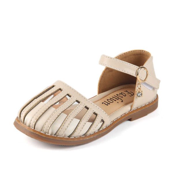 

girls' baotou sandals in the summer of 2023 1 sweet ladies little girls princess shoes medium and large chil1en's soft soles, Black