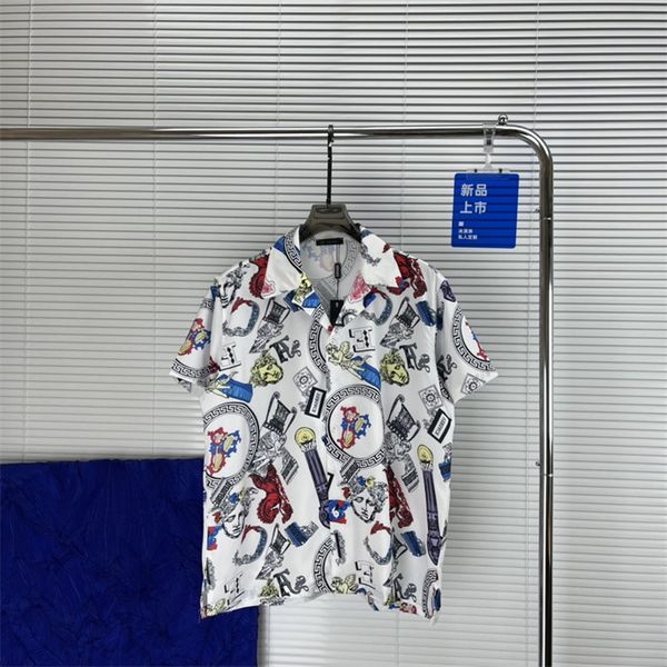 

2 luxury designers shirts men's fashion tiger letter v silk bowling shirt casual shirts men slim fit short sleeve dress shirt -3xl#02, White;black